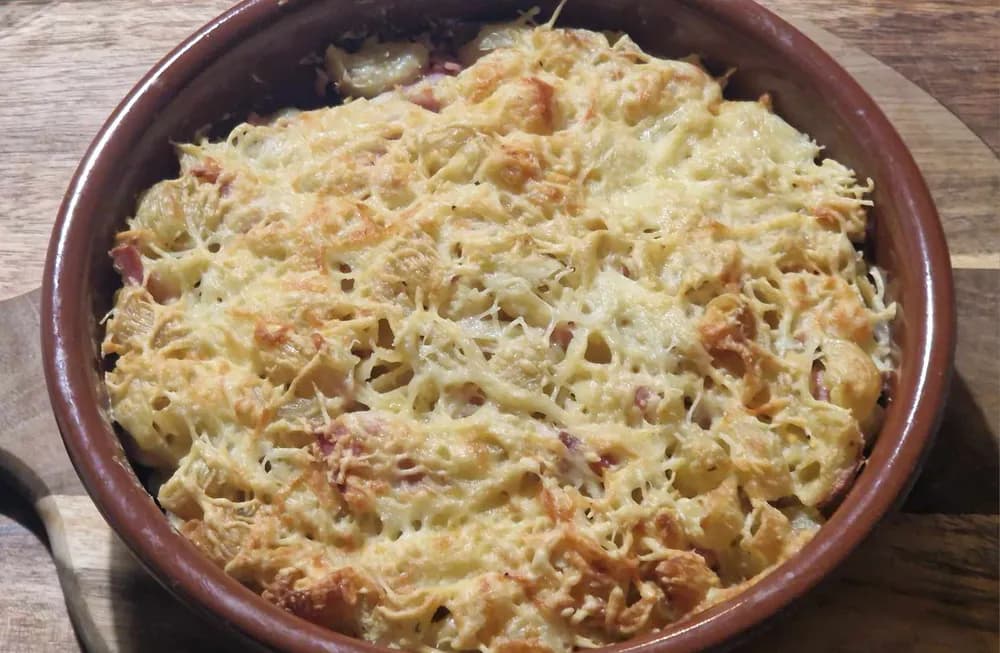 Image Gratin de Pâtes Jambon Fromage