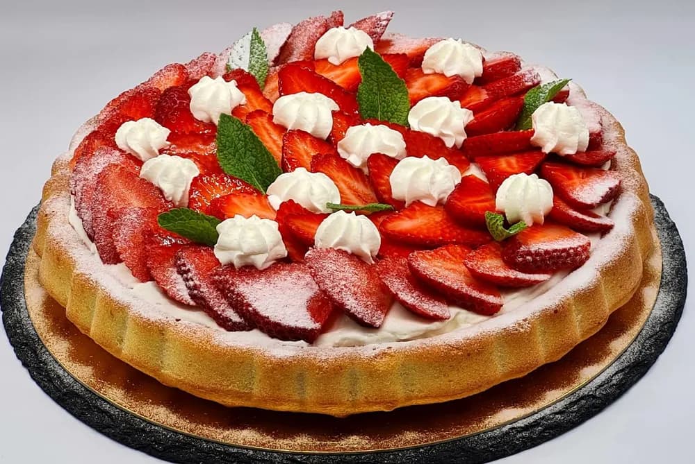 Image Tarte aux Fraises sur Biscuit Madeleine