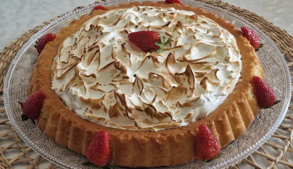 Image Tarte Fraises Rhubarbe Meringuée