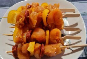 Brochettes-Poulet-Pommes-Terre-Sautées-3 Brochettes-Poulet-Pommes-Terre-Sautees