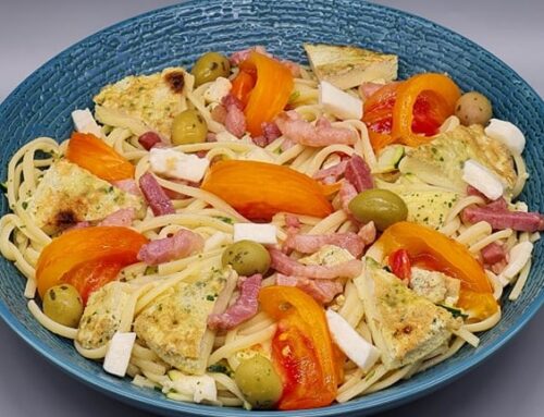 Salade Spaghettis Omelette Lardons
